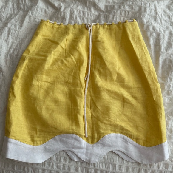 STAUD Yellow Asymmetrical Pencil Mini Skirt - Picture 5 of 5